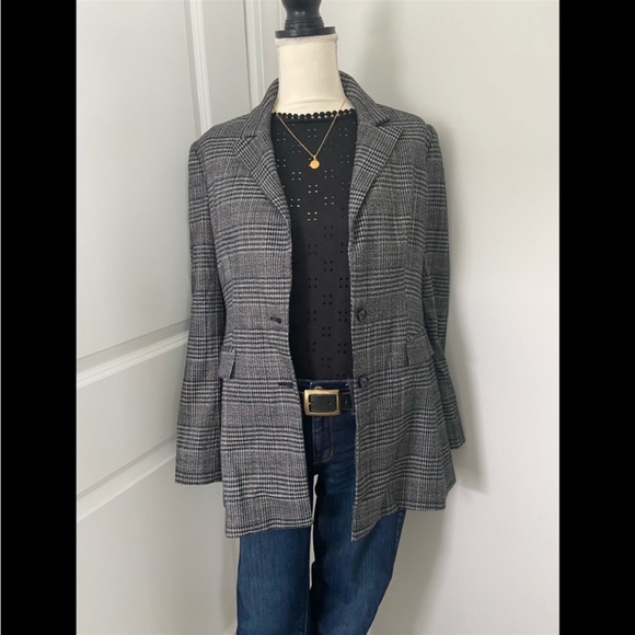Something Navy Plaid Blazer - Picture 1 of 6